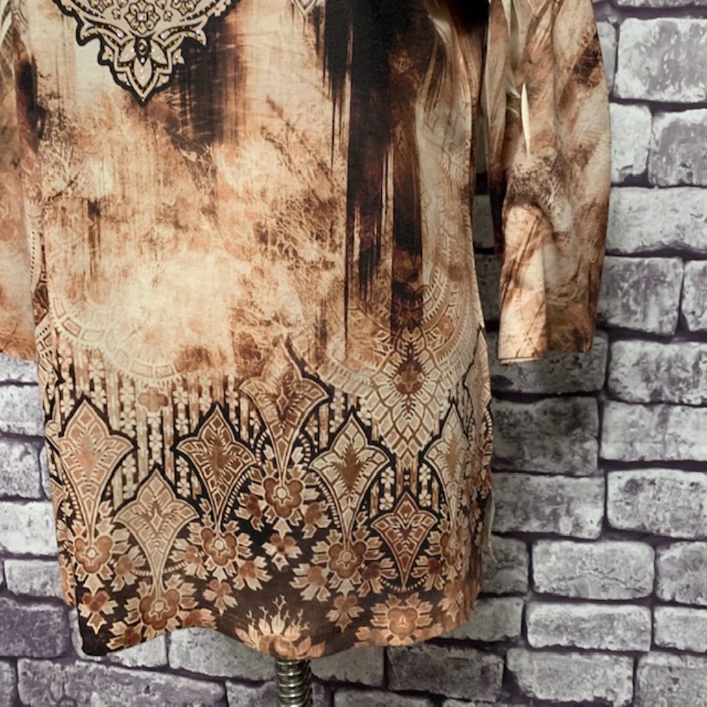 Chico's Brown & Beige Size Large Top - Picture 4 of 10